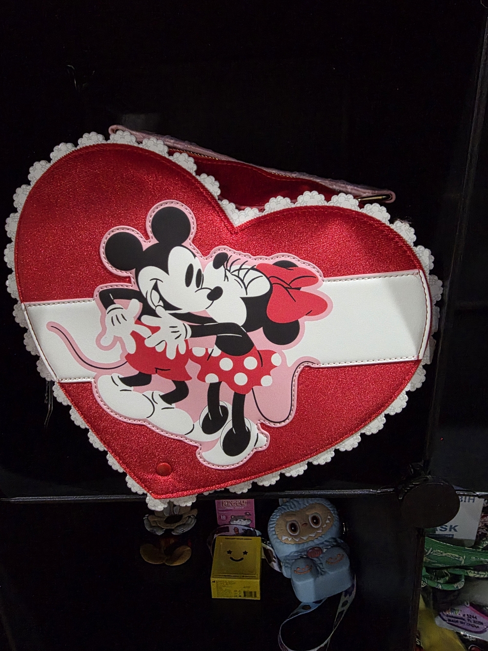 Disney Heart Crossbody Bag with Mickey & Minnie in Red and White